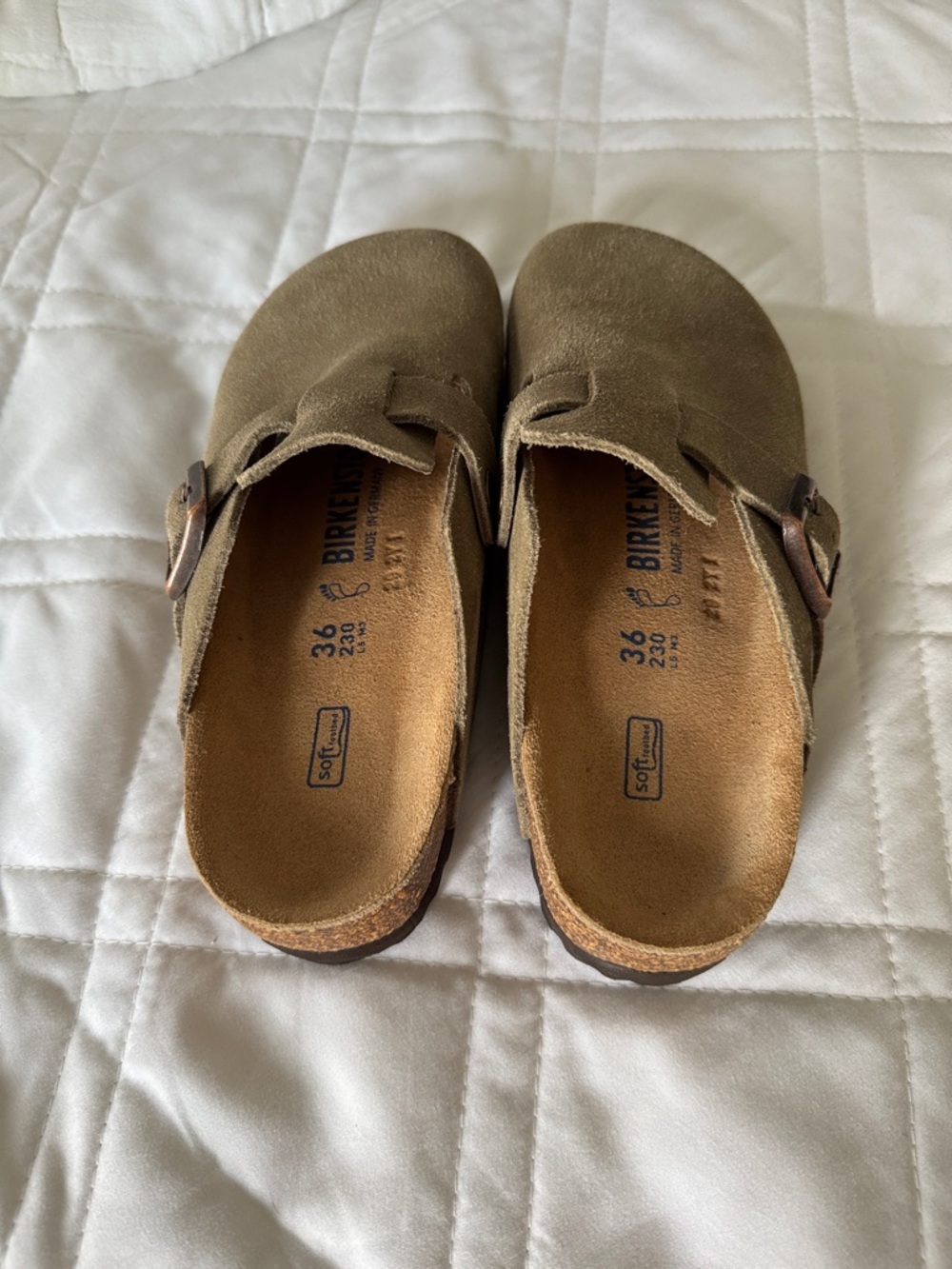 Birkenstock women’s Boston Suede Slip-On Clog in Taupe with Buckle size 36 NWOT - Picture 4 of 6